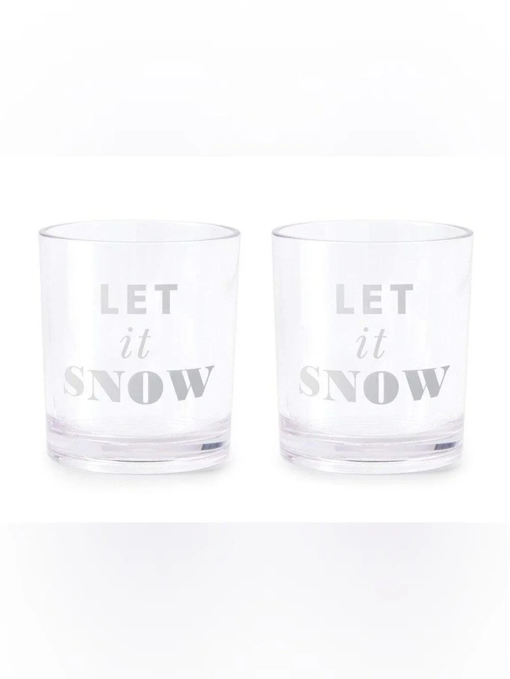 Kate Spade Holiday Let It Snow Clear Acrylic Cups Tumblers 2pc Set New